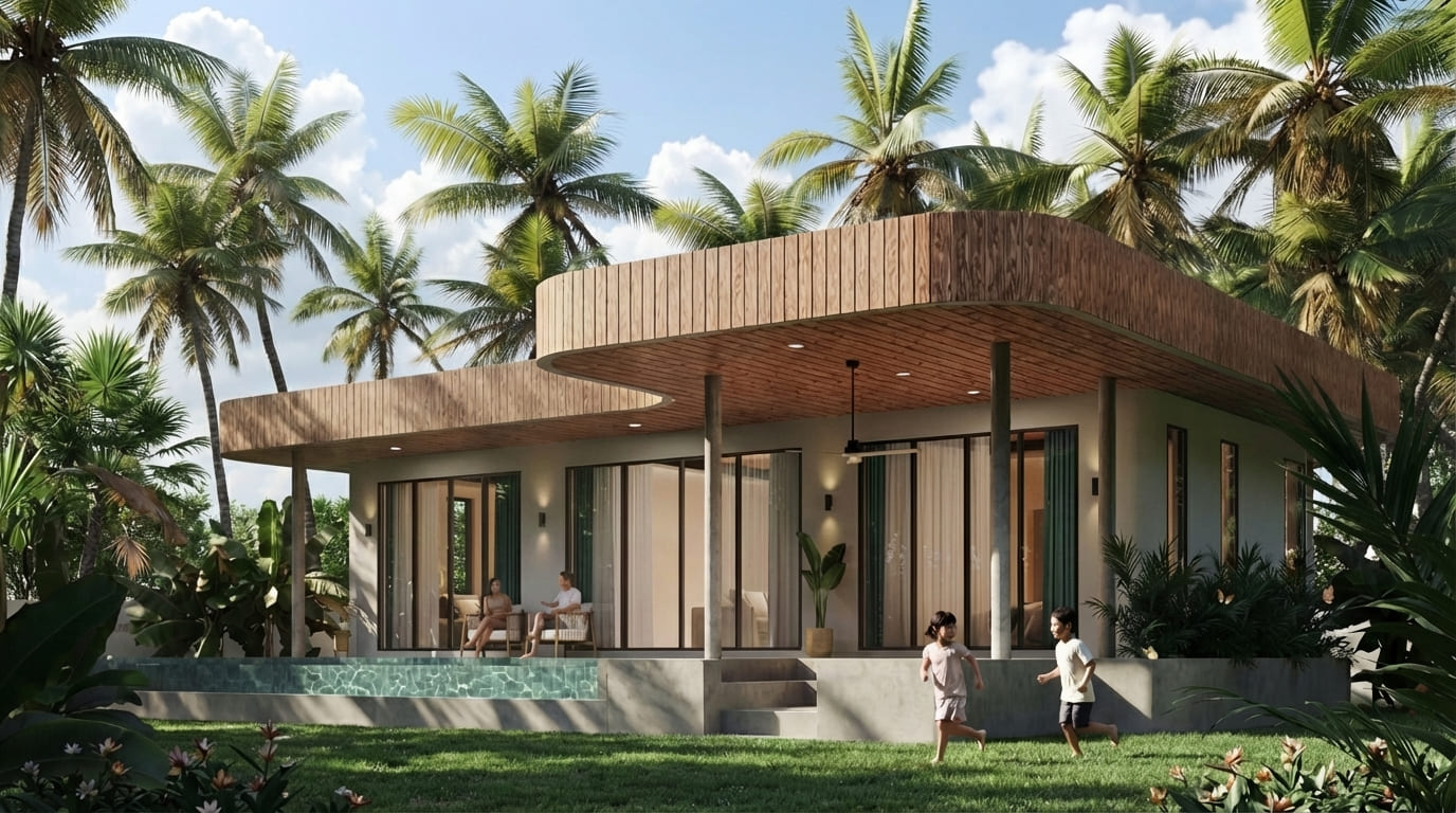 COCO VIEW Phangan - Willa z basenem widok boczny