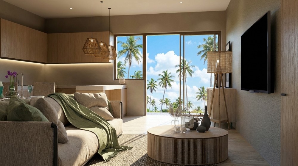 COCO VIEW Phangan - Salon z widokiem na palmy